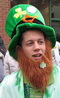 A jolly green parade watcher