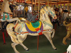 a wooden horse from the historic carousel