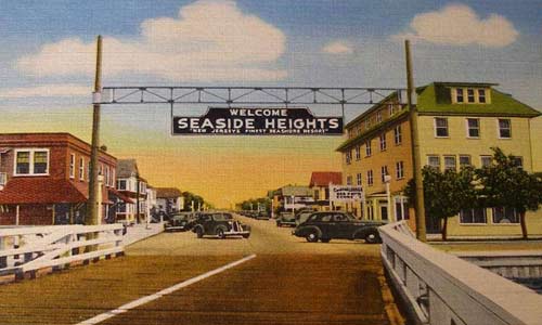 the original sign at the end of the wooden bridge in Seaside Heights